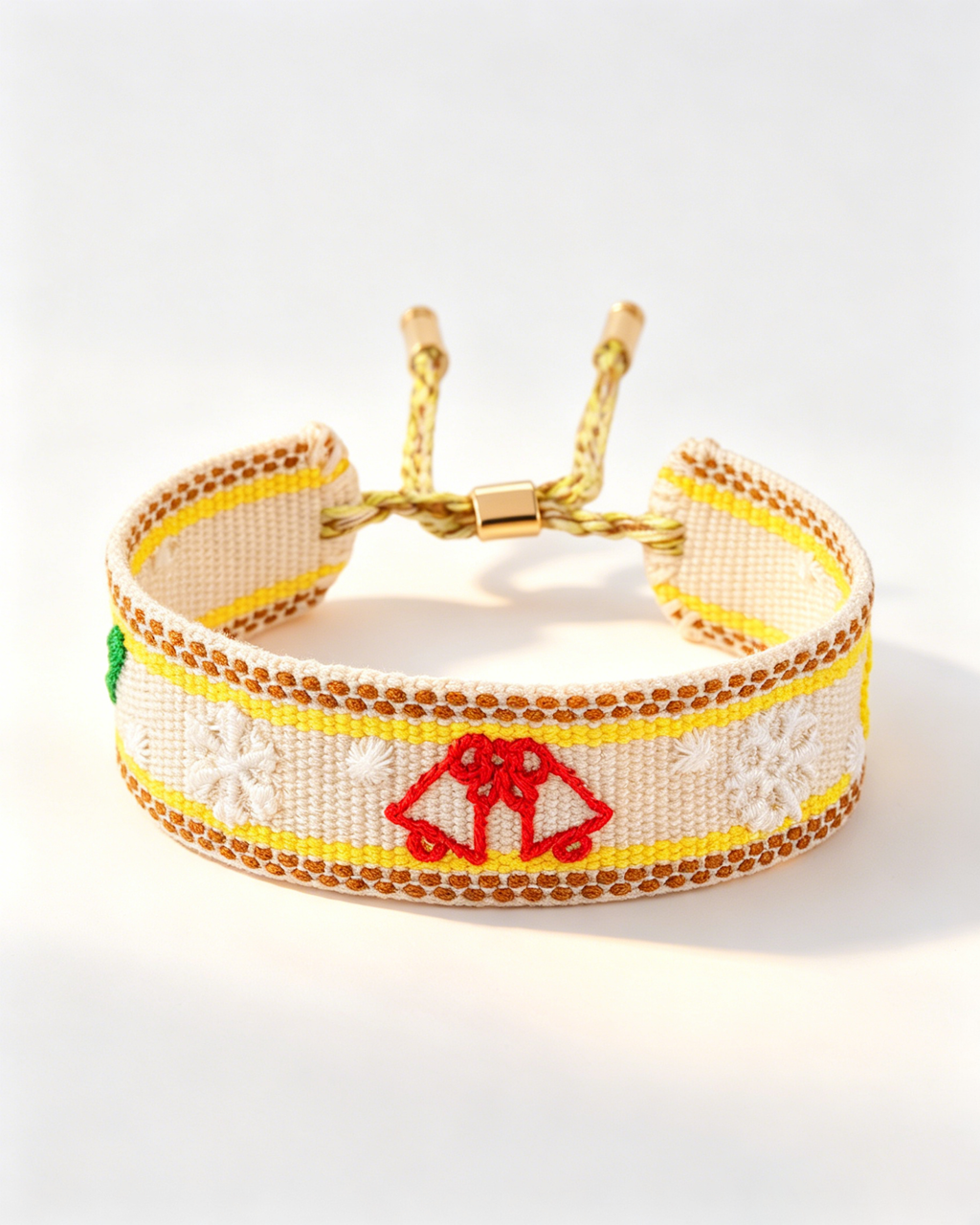 Wholesale White Bell Woven Embroidery Bracelet Christmas Party Gift SP208