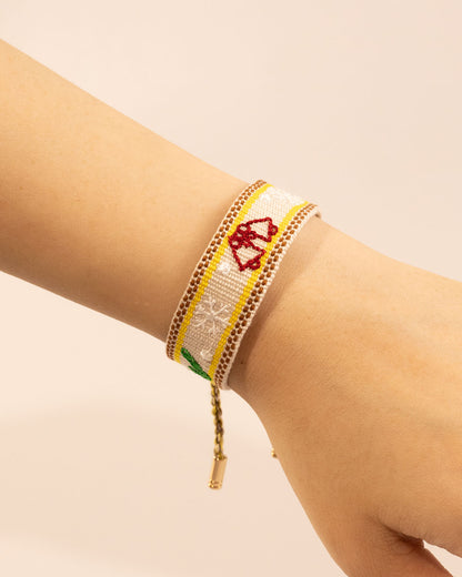 White Bell Woven Embroidery Bracelet Christmas Party Gift SP208