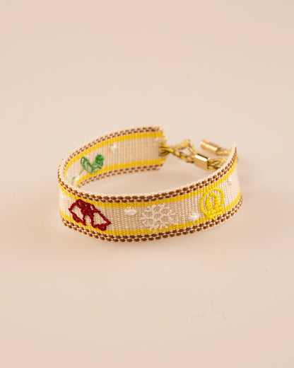 White Bell Woven Embroidery Bracelet Christmas Party Gift SP208
