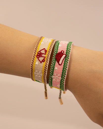 White Bell Woven Embroidery Bracelet Christmas Party Gift SP208