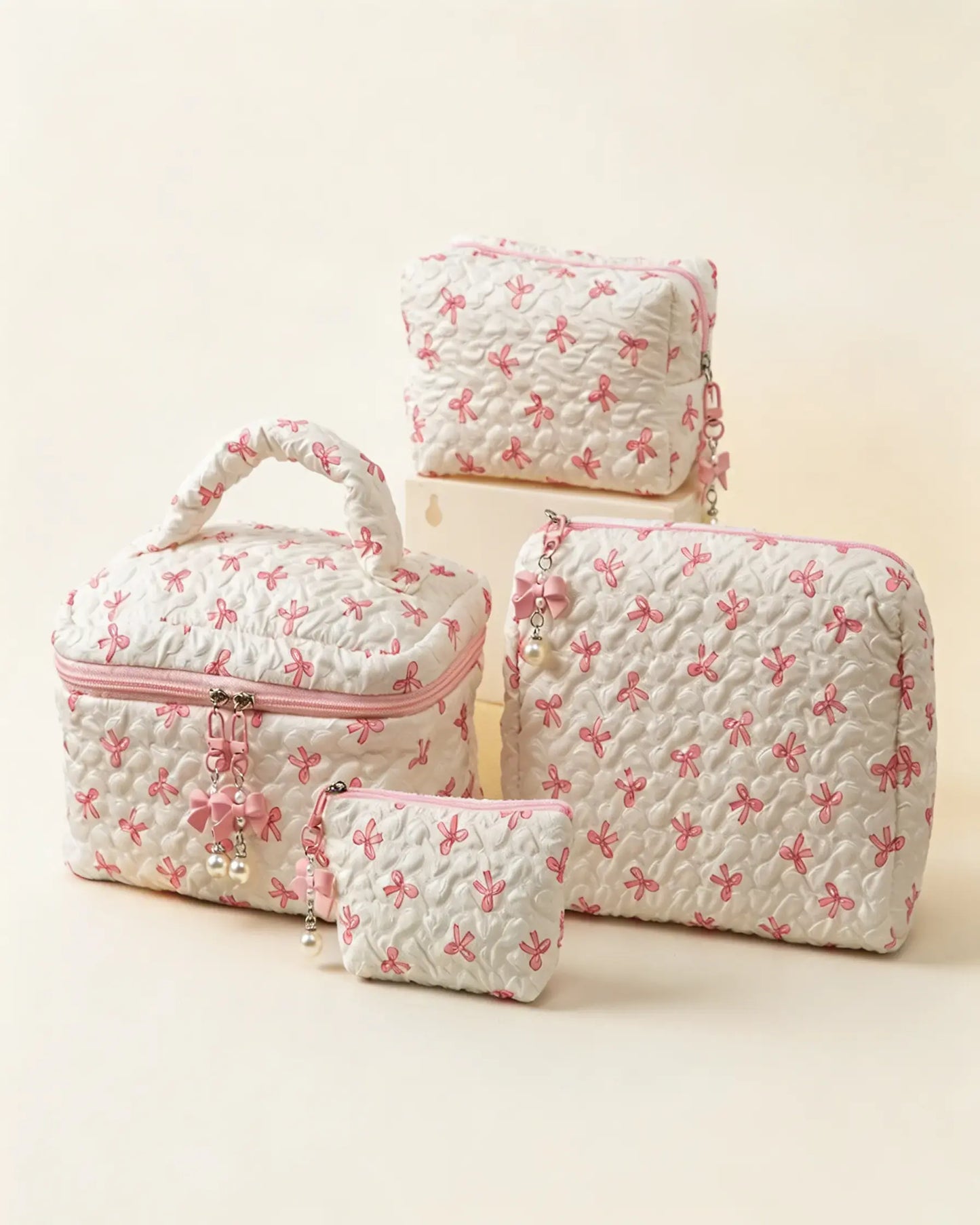 Wholesale White Bow Quilted Bag Daily Coquette Pouch SP270