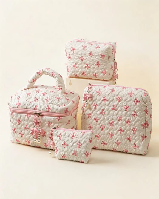 Wholesale White Bow Quilted Bag Daily Coquette Pouch SP270