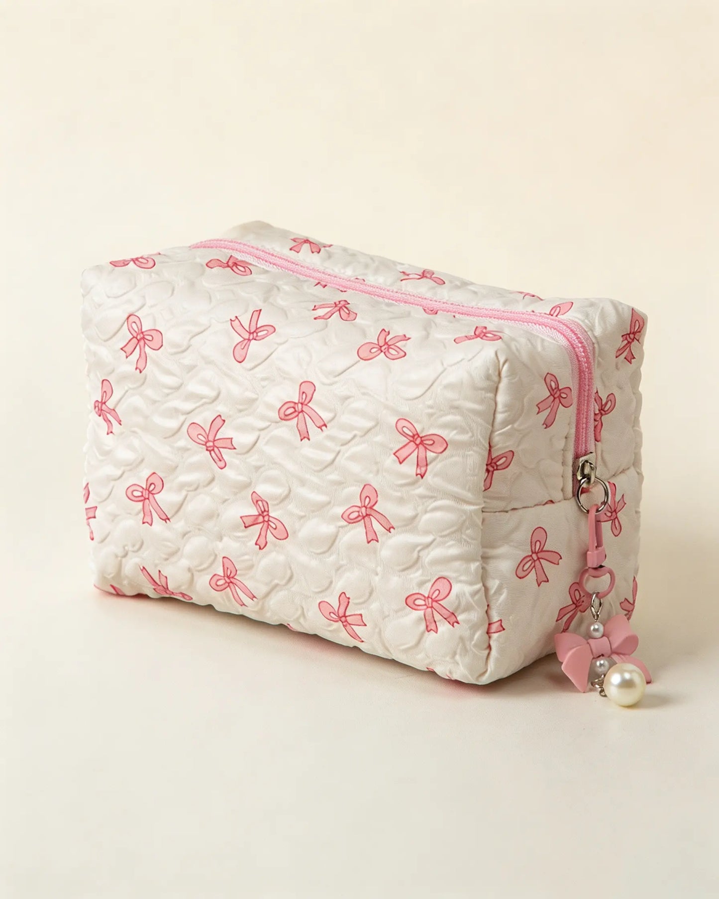 Wholesale White Bow Quilted Bag Daily Coquette Pouch SP270
