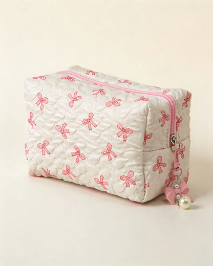 Wholesale White Bow Quilted Bag Daily Coquette Pouch SP270