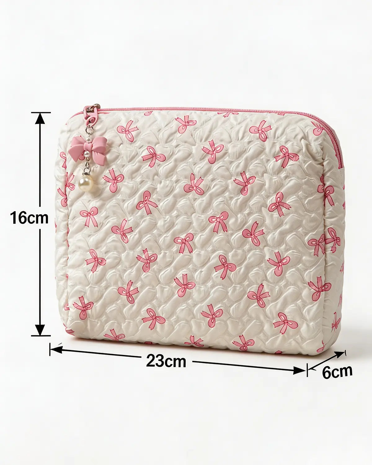 Wholesale White Bow Quilted Bag Daily Coquette Pouch SP270
