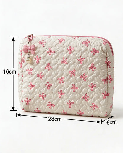 Wholesale White Bow Quilted Bag Daily Coquette Pouch SP270
