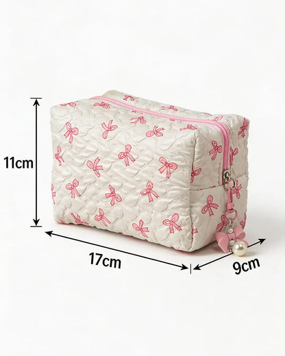 Wholesale White Bow Quilted Bag Daily Coquette Pouch SP270