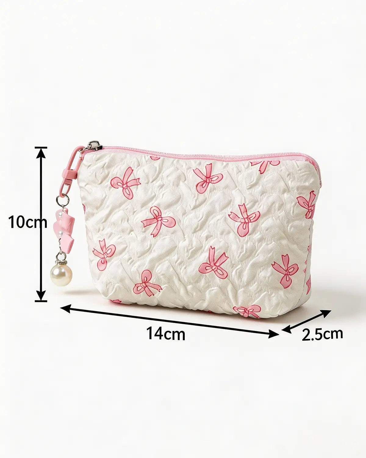 Wholesale White Bow Quilted Bag Daily Coquette Pouch SP270