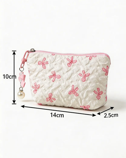Wholesale White Bow Quilted Bag Daily Coquette Pouch SP270