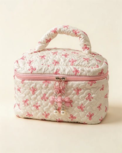 Wholesale White Bow Quilted Bag Daily Coquette Pouch SP270