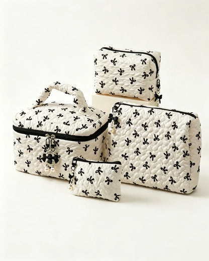 Wholesale White Bow Quilted Bag Travel Coquette Set SP268