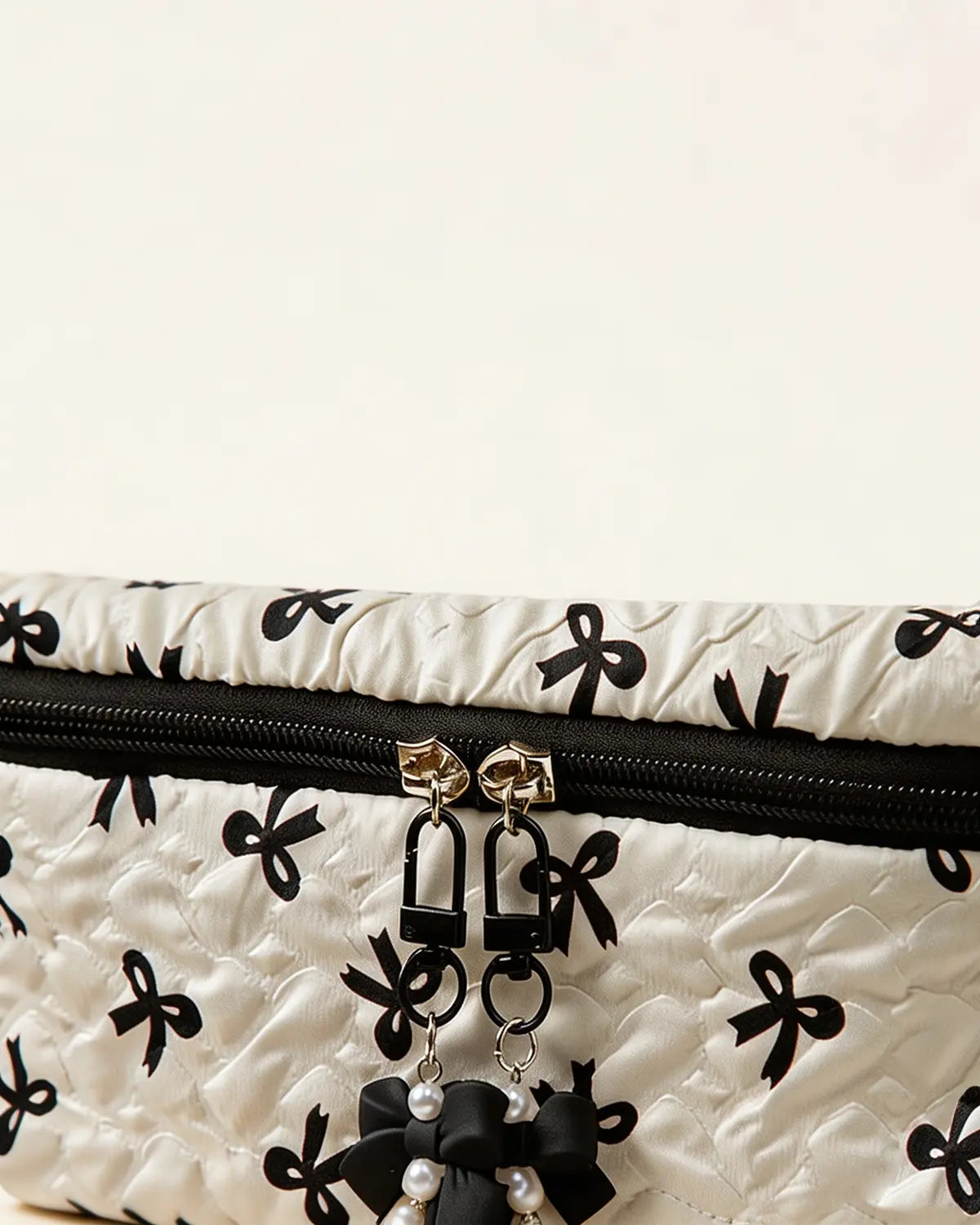 Wholesale White Bow Quilted Bag Travel Coquette Set SP268