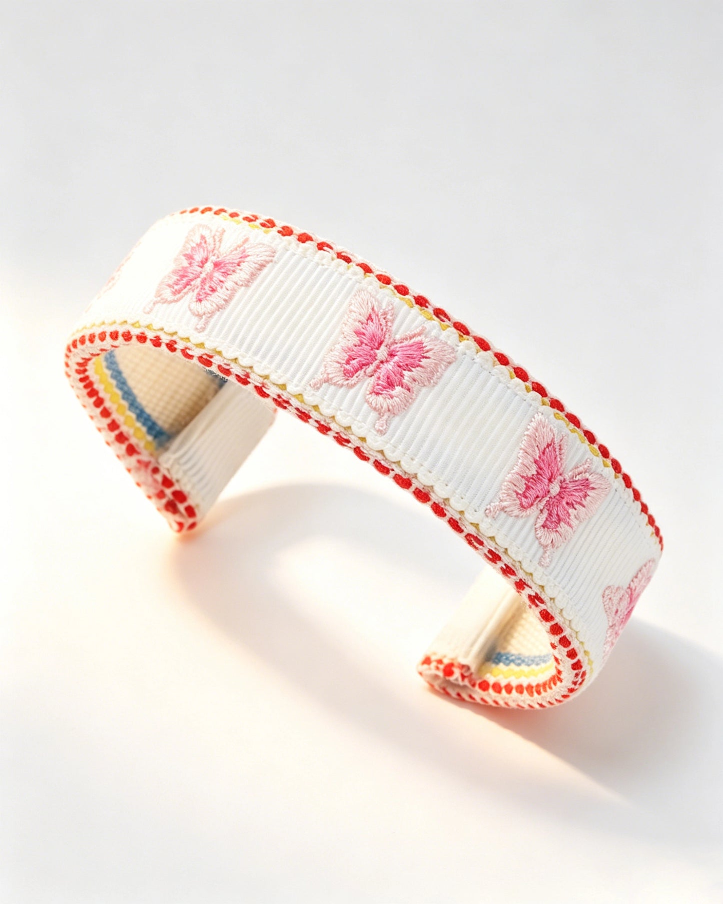 White Butterfly Embroidered Wristlet Daily Accessory SP199