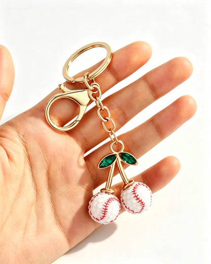 White Cherry Baseball Resin Keychain Daily Bag Accessory SP186