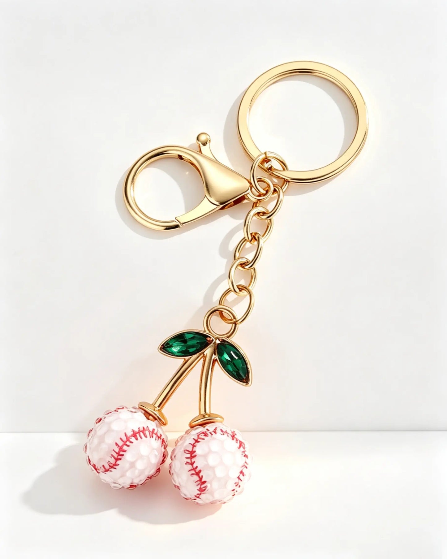 White Cherry Baseball Resin Keychain Daily Bag Accessory SP186