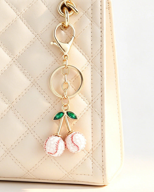 Wholesale White Cherry Baseball Resin Keychain Daily Bag Accessory SP186