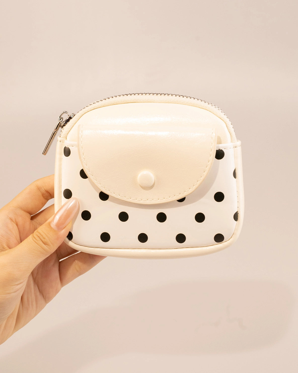 White Polka Dot Coin Purse Daily Pouch SP239