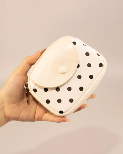 White Polka Dot Coin Purse Daily Pouch SP239