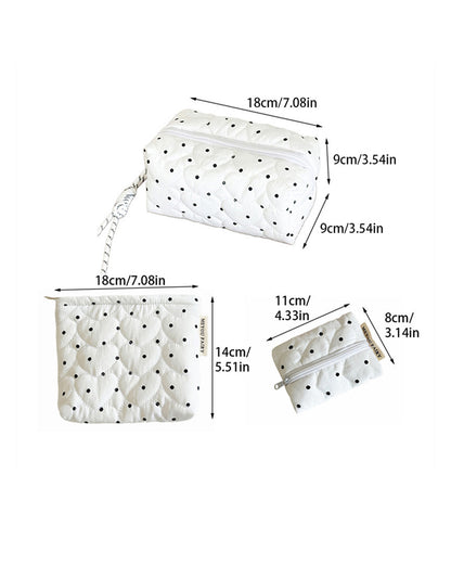 Wholesale White Polka Dot Cosmetic Bag Travel Set SP249