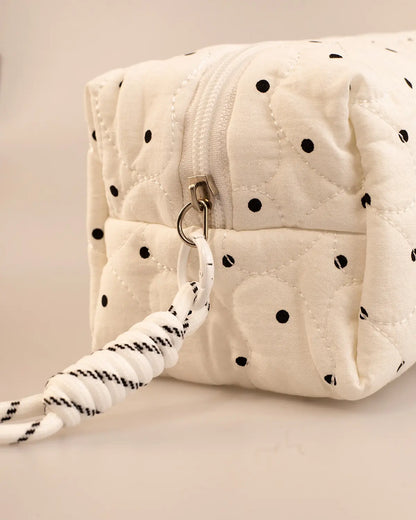 White Polka Dot Cosmetic Bag Travel Set SP249