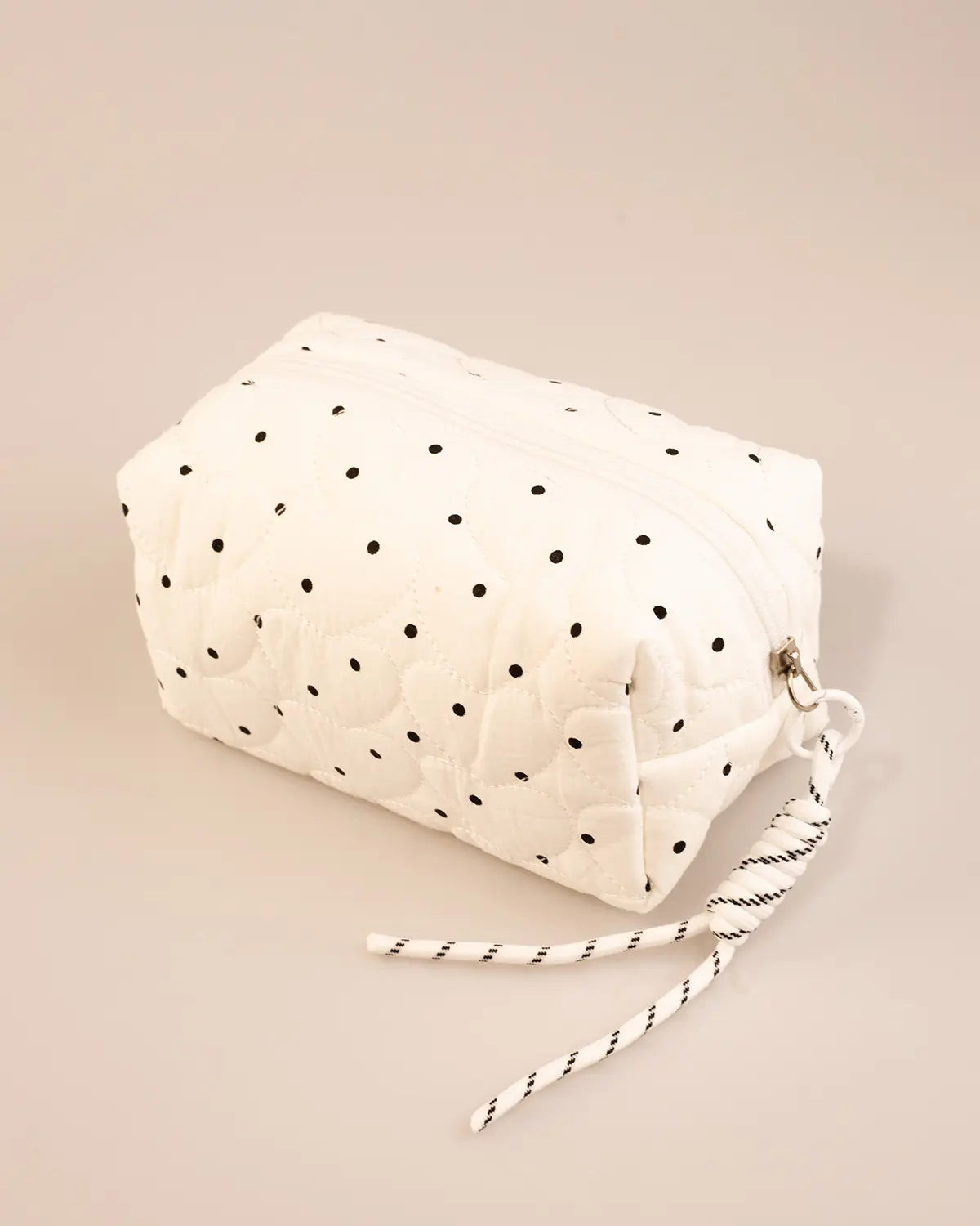 White Polka Dot Cosmetic Bag Travel Set SP249