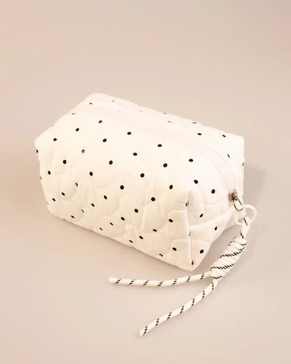 White Polka Dot Cosmetic Bag Travel Set SP249