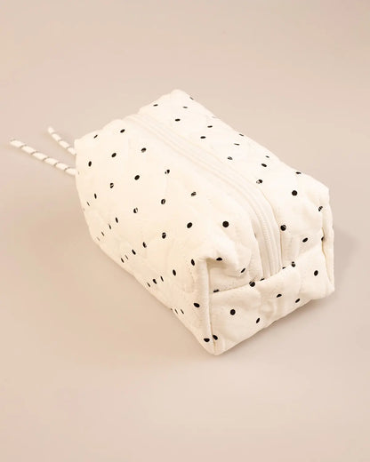 White Polka Dot Cosmetic Bag Travel Set SP249