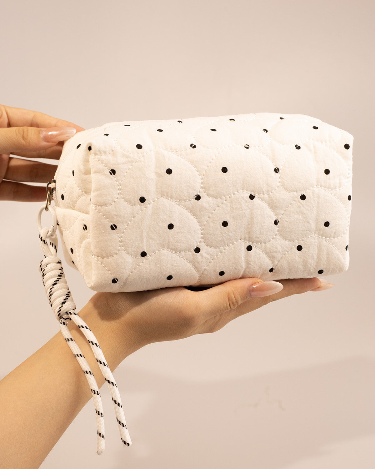 Wholesale White Polka Dot Cosmetic Bag Travel Set SP249