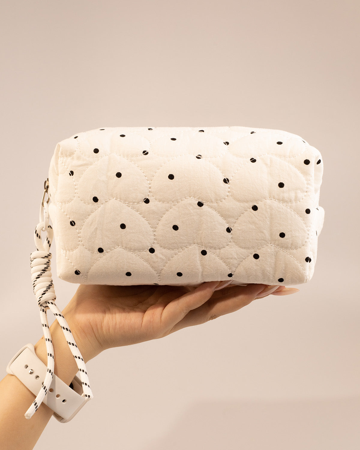 Wholesale White Polka Dot Cosmetic Bag Travel Set SP249