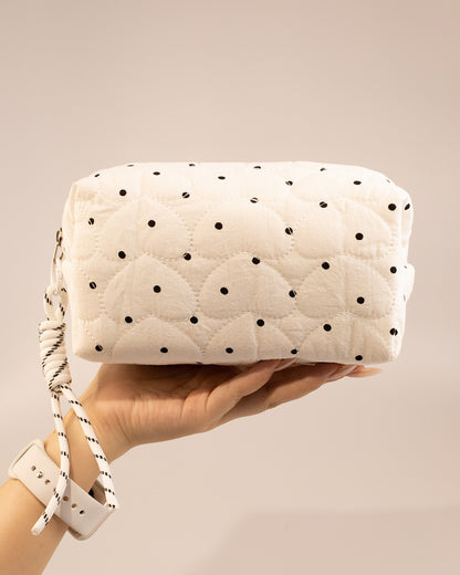 Wholesale White Polka Dot Cosmetic Bag Travel Set SP249
