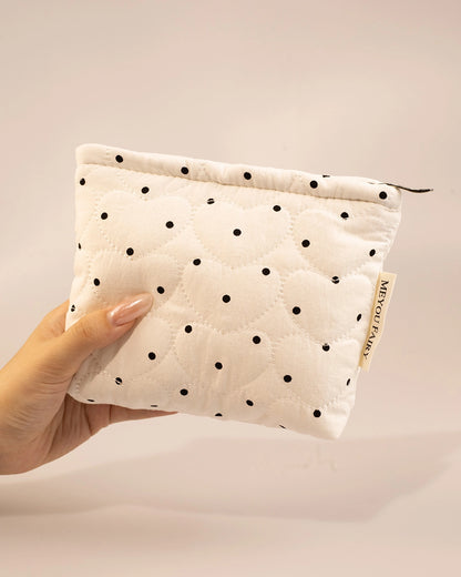 White Polka Dot Cosmetic Bag Travel Set SP249