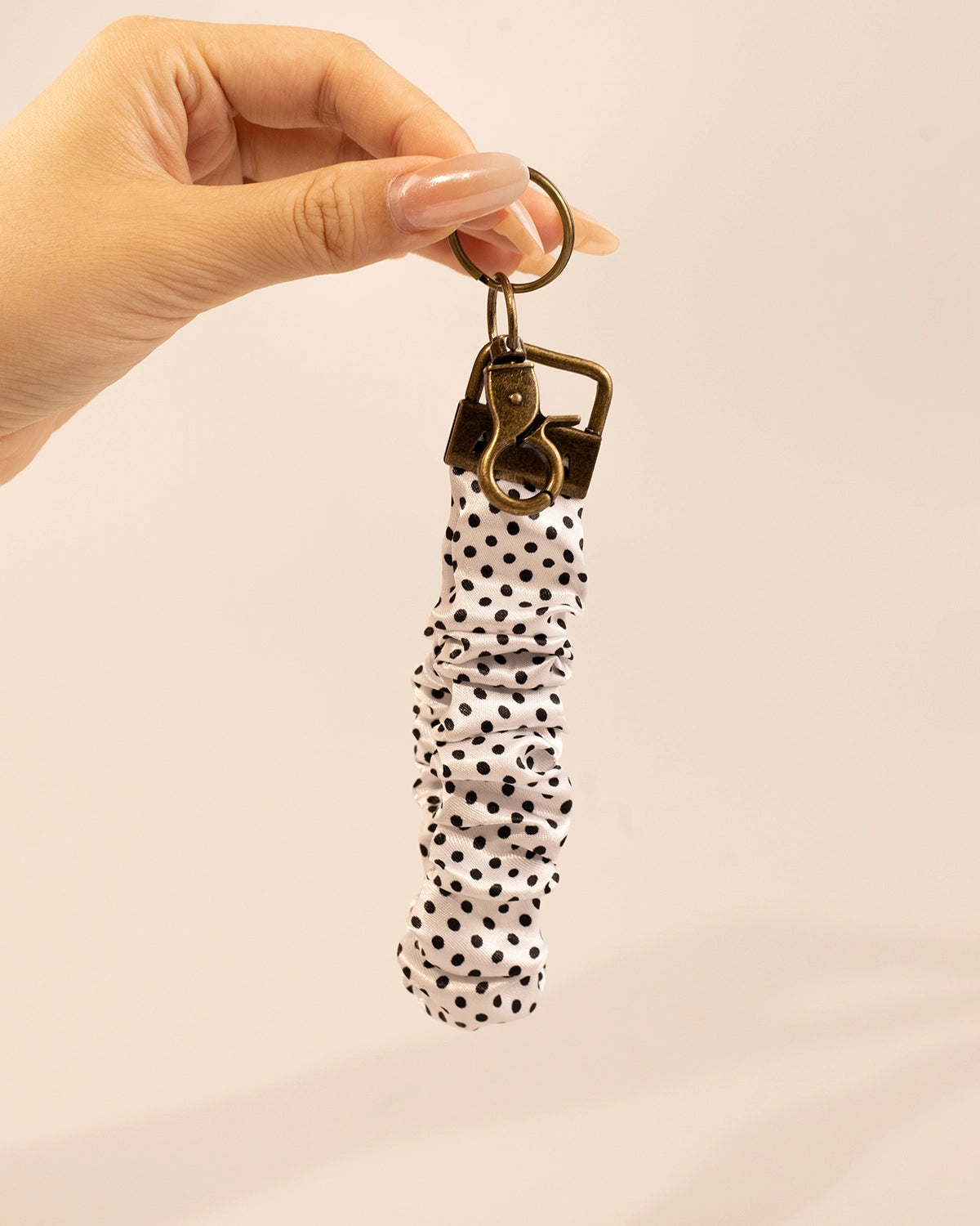 White Polka Dot Scrunchie Keychain Daily Charm SP213