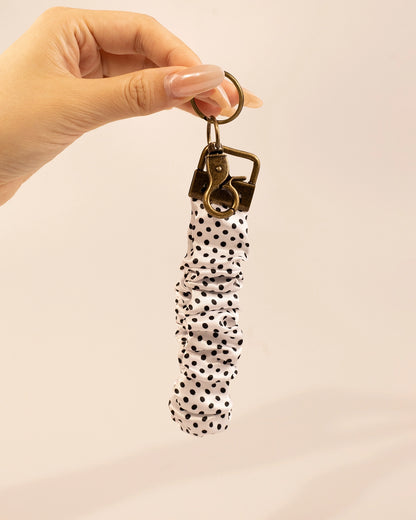 White Polka Dot Scrunchie Keychain Daily Charm SP213