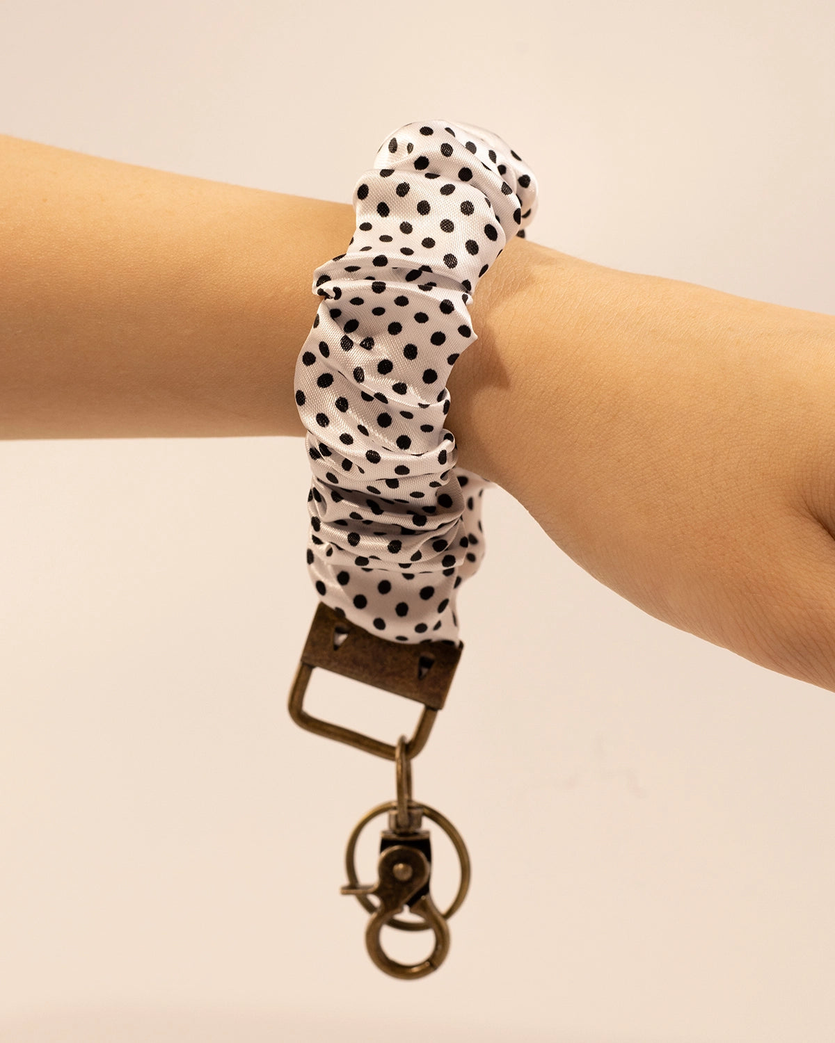 White Polka Dot Scrunchie Keychain Daily Charm SP213