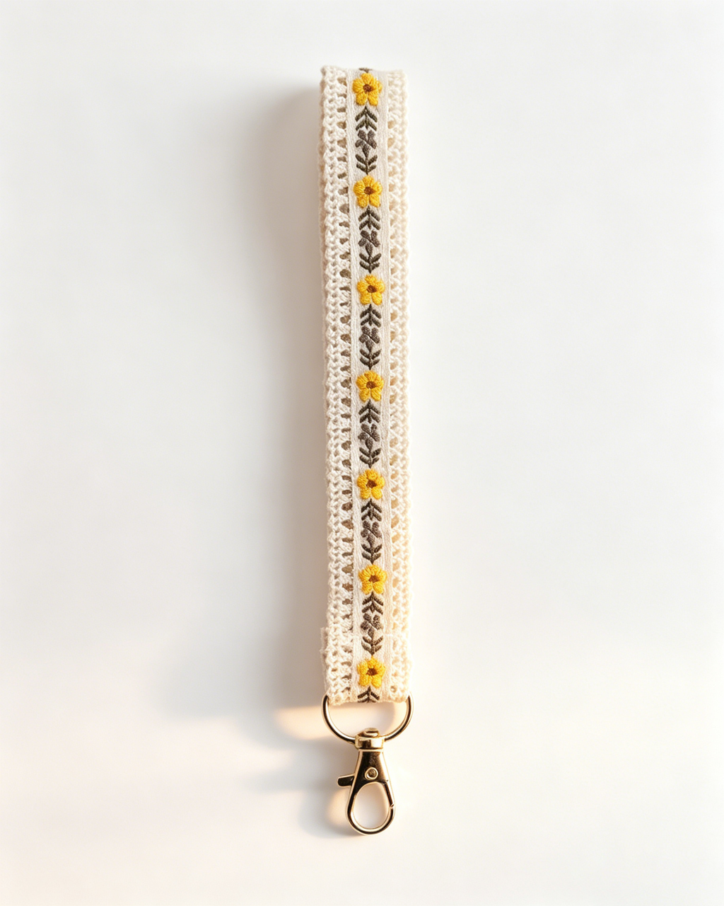Wholesale Yellow Floral Lace Wristlet Daily Keychain Lanyard Strap SP179