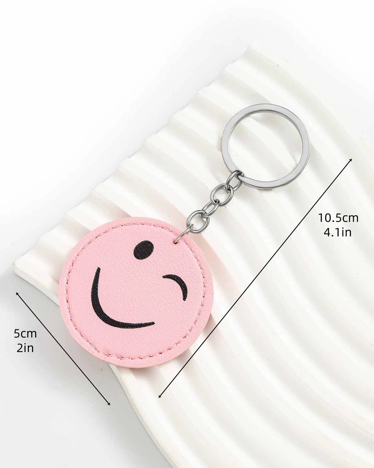 Yellow Leather Smiley Keychain Daily Happy Bag Accessory SP189