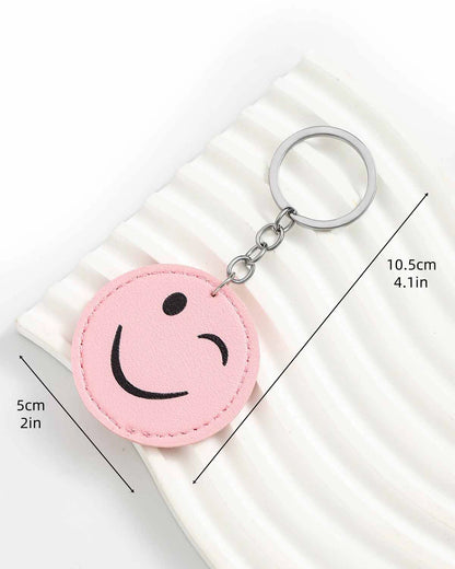 Yellow Leather Smiley Keychain Daily Happy Bag Accessory SP189