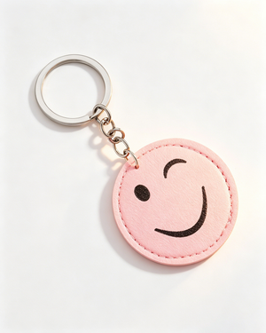 Wholesale Yellow Leather Smiley Keychain Daily Happy Bag Accessory SP189