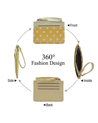 Yellow Polka Dot Wallet Travel Zip Pouch SP247