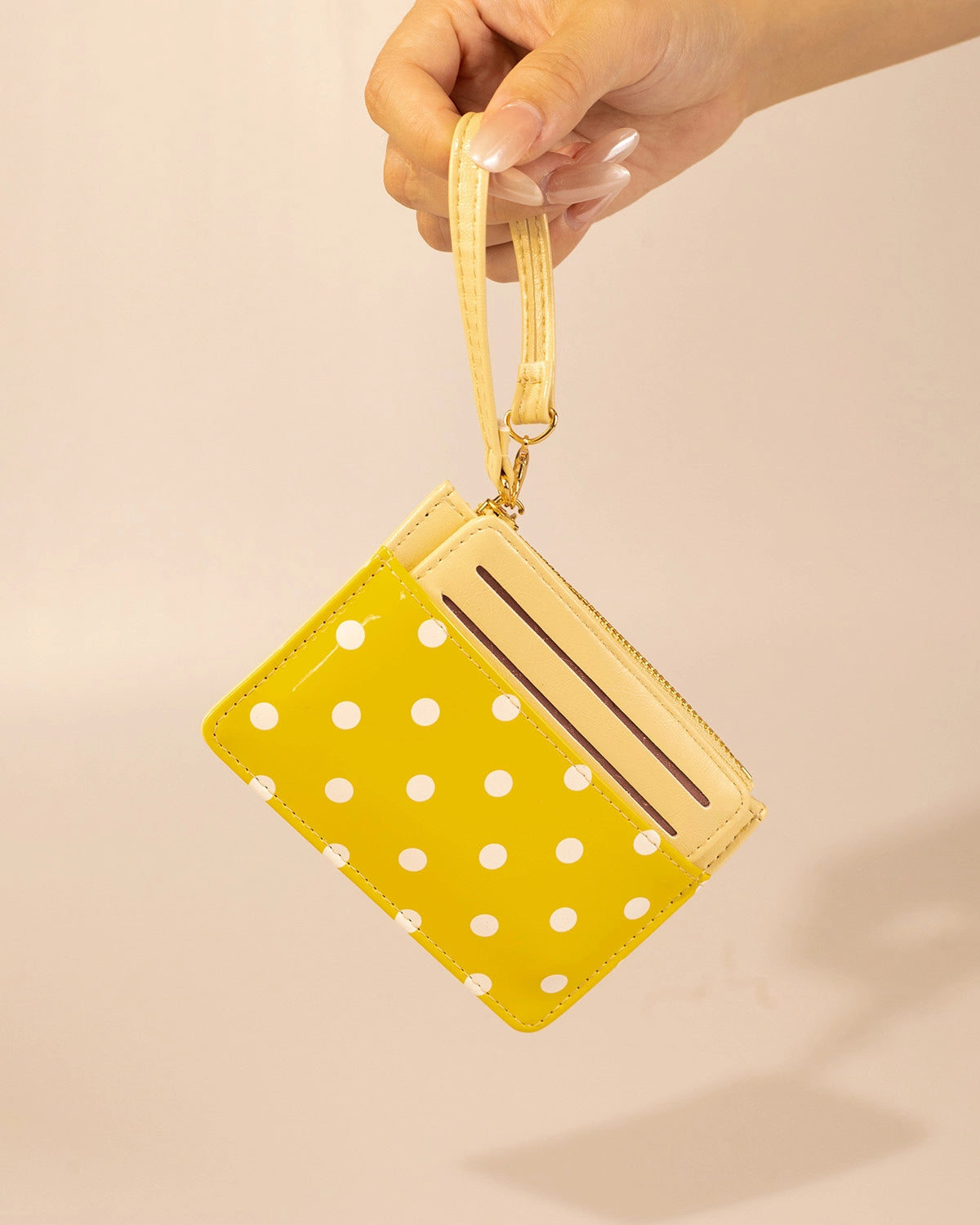Yellow Polka Dot Wallet Travel Zip Pouch SP247