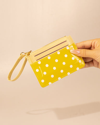 Wholesale Yellow Polka Dot Wallet Travel Zip Pouch SP247