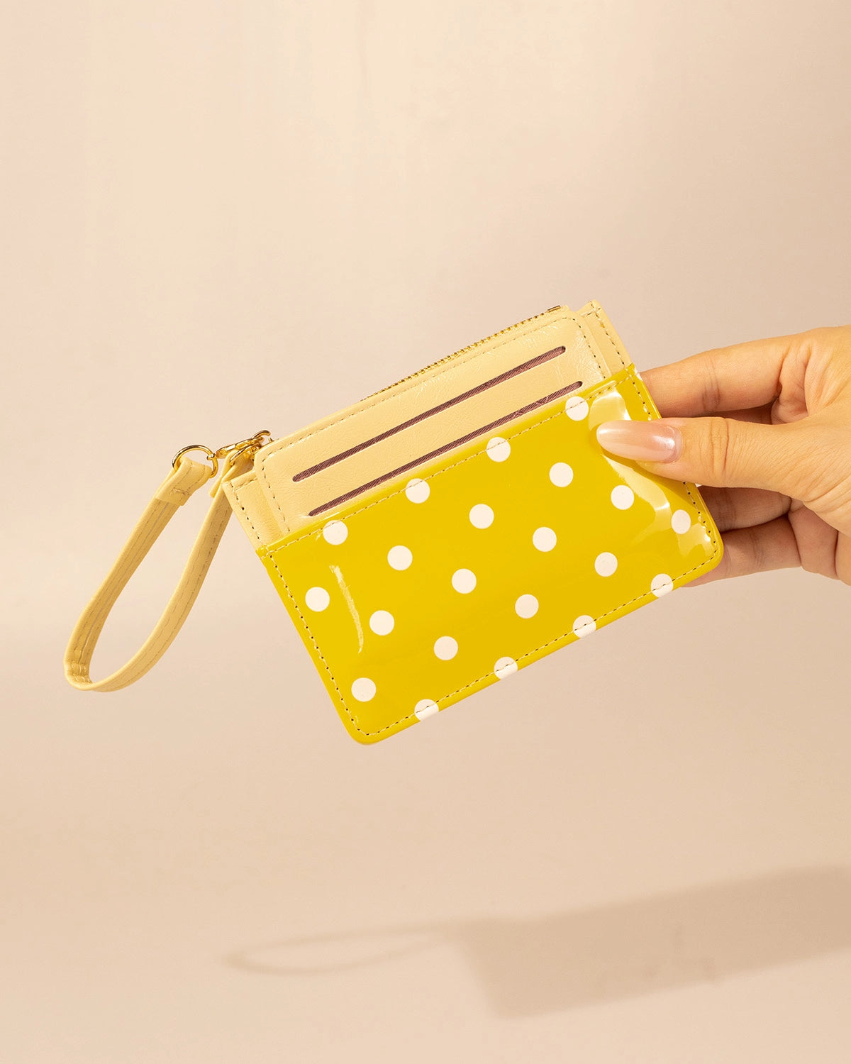 Yellow Polka Dot Wallet Travel Zip Pouch SP247