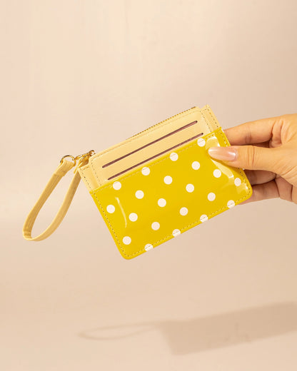 Yellow Polka Dot Wallet Travel Zip Pouch SP247
