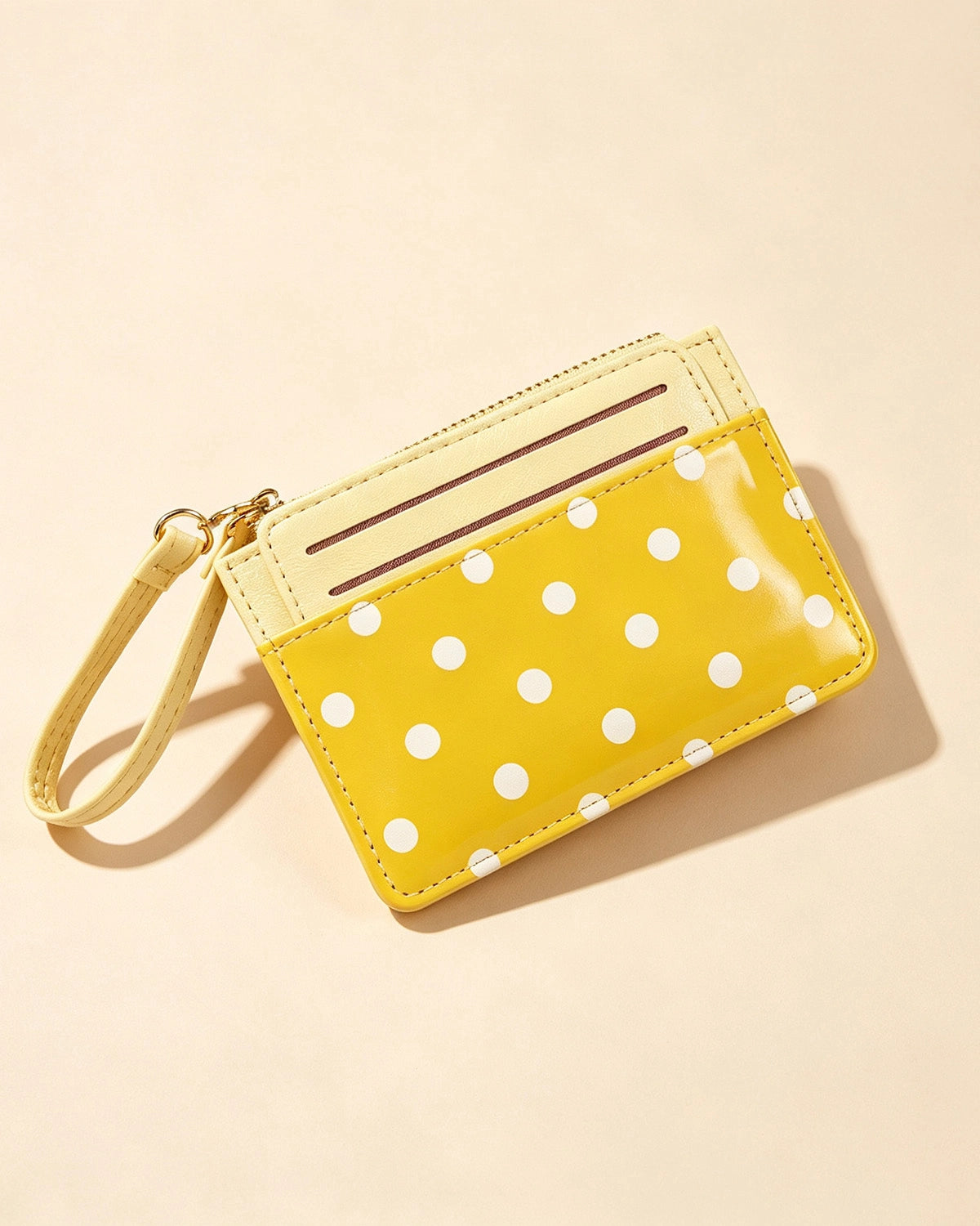 Yellow Polka Dot Wallet Travel Zip Pouch SP247