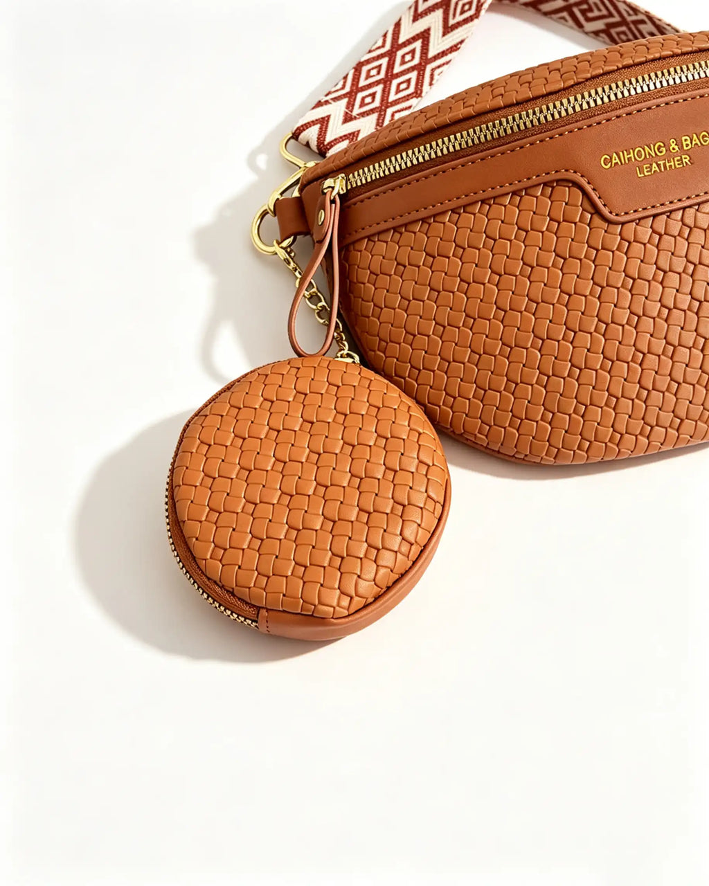 Wholesale Brown Woven 2Pcs Crossbody Bag SP118