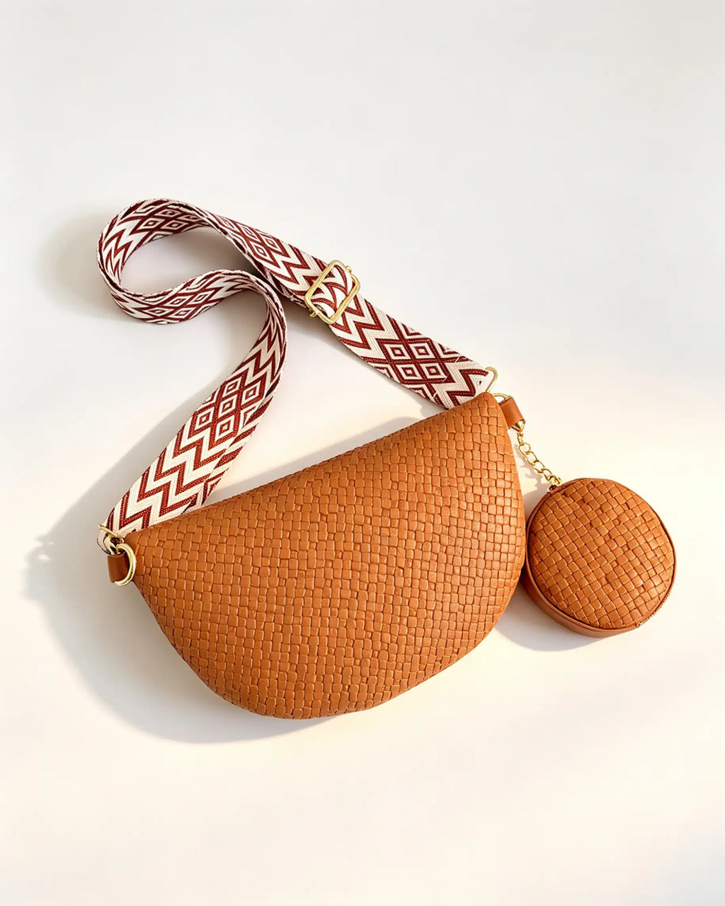 Wholesale Brown Woven 2Pcs Crossbody Bag SP118