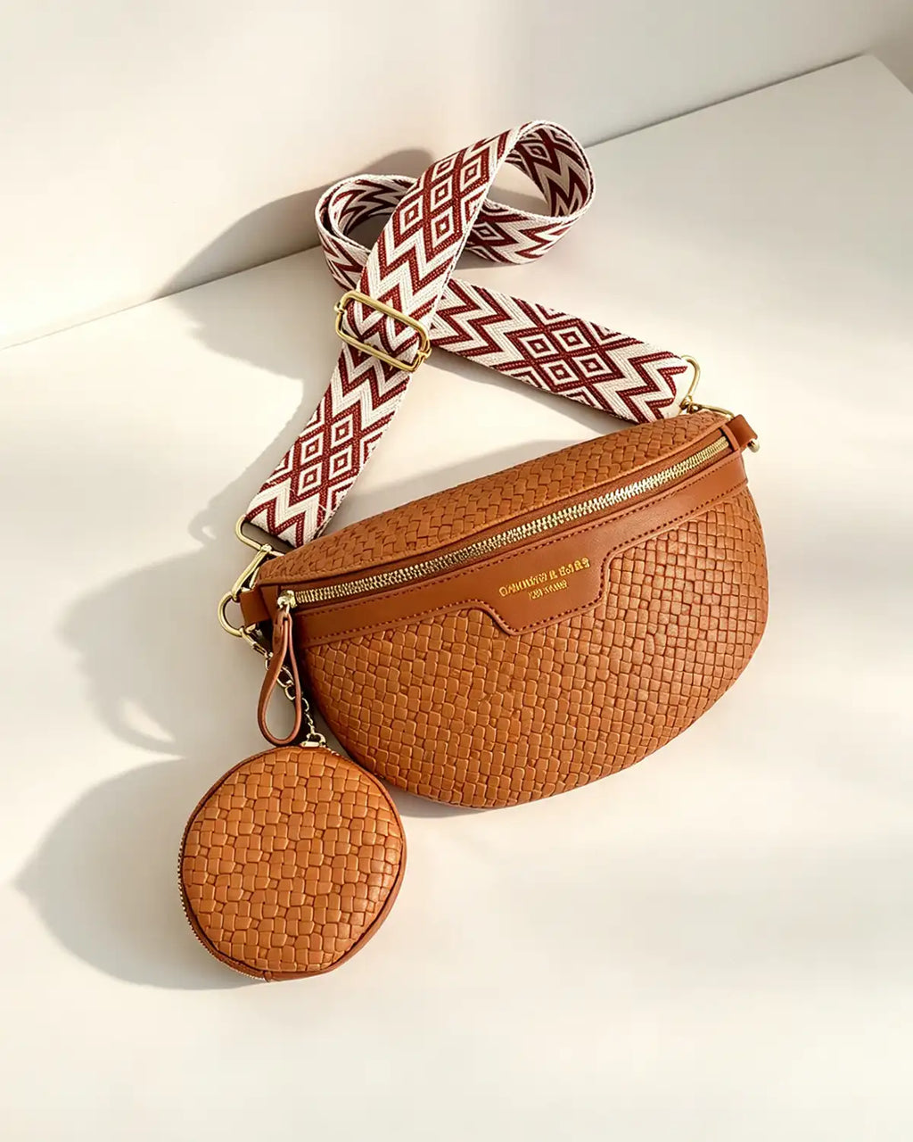 Wholesale Brown Woven 2Pcs Crossbody Bag SP118