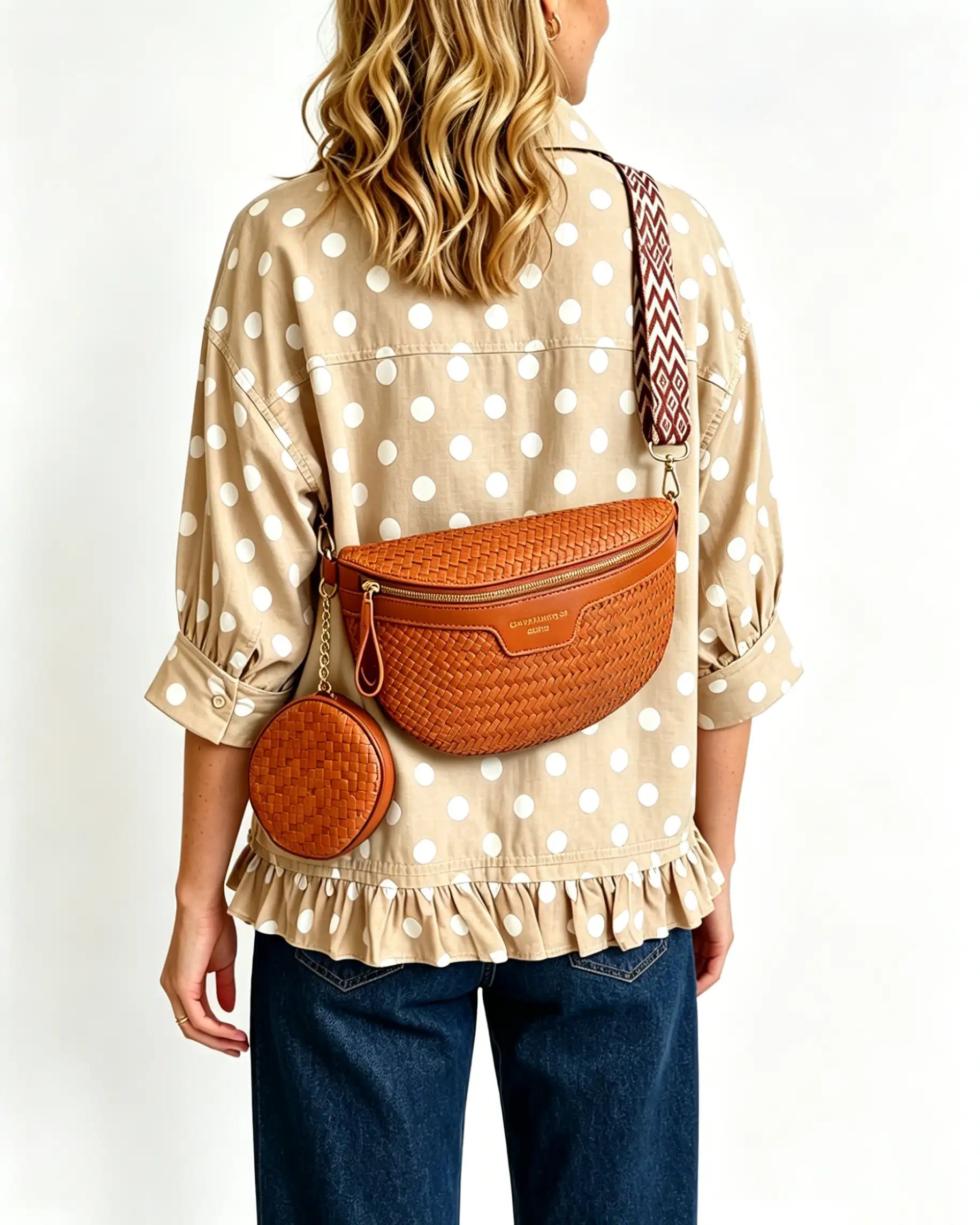 Wholesale Brown Woven 2Pcs Crossbody Bag SP118