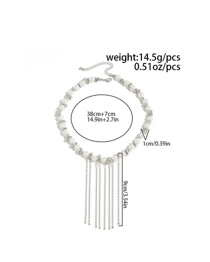 Wholesale Silver Pearl Tassel Necklace SP110