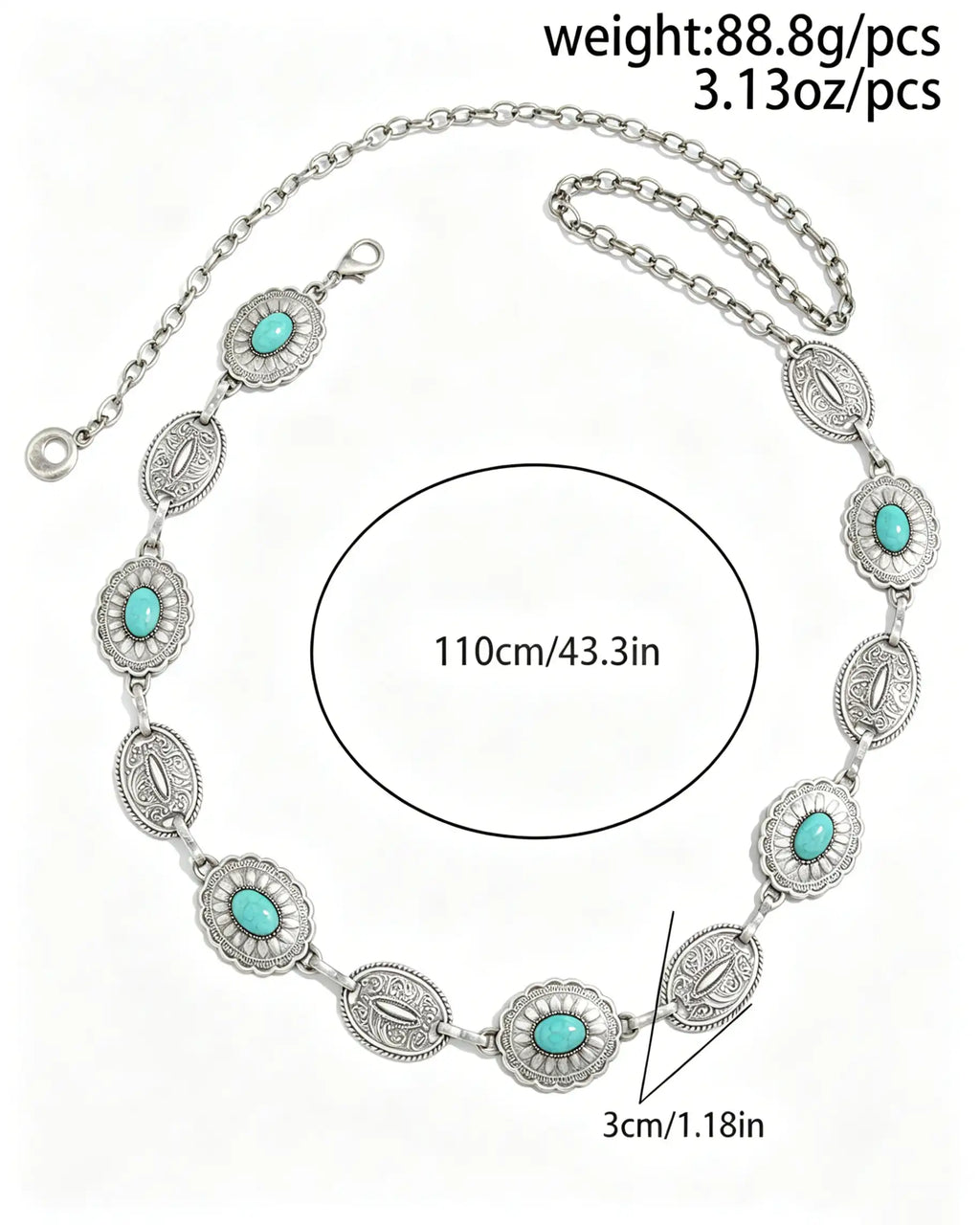 Wholesale Silver Turquoise Western Waist Chain Festival Boho Jewelry SP108